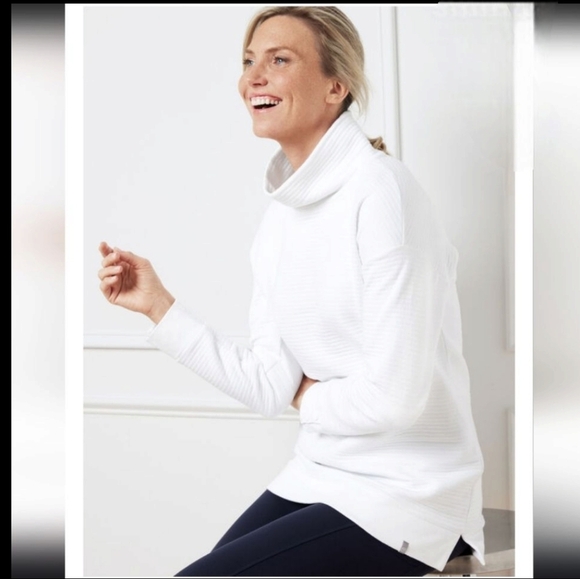 T By Talbots Ottoman Quilted Mockneck White Pullover Top Size XS - Picture 1 of 7